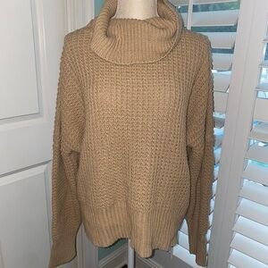Mud Pie Cozy Tan Cowl Neck Sweater-L